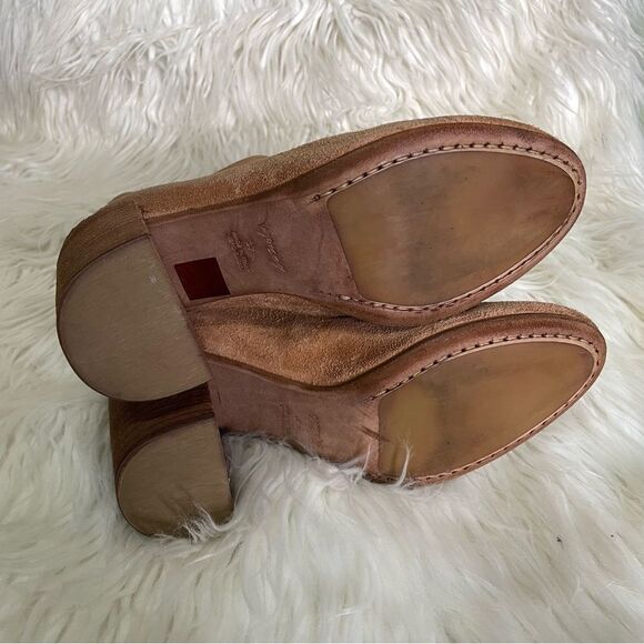 Marsell suede distressed‎ suede tan stacked block heel booties 37.5 - Picture 7 of 9